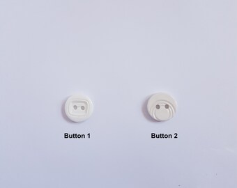 Vintage - White - Buttons - Patterned - Imprinted - Moulded - Nylon Plastic -  15mm - Variety of styles - Packets of 10 - Free Delivery