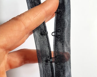 Black Polyester Hook and Eye Tape - Combined Closed Width 30mm - Free Delivery Options!