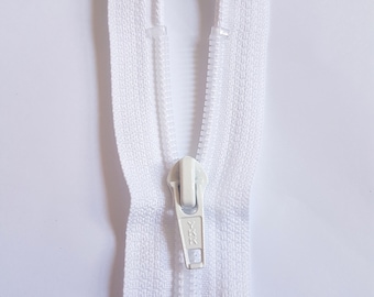 Premium Quality Sewing Basket Staple 28cm White (501) Open Ended YKK Plastic Coil Zip - White and silver detailing! Free Delivery Options!