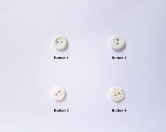 Vintage - White - Buttons - Nylon Plastic -  14mm - Variety of styles - Packets of 10 - Free Delivery