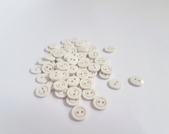 Vintage - Delicate  - Small - Buttons - White -  Nylon Plastic -  11mm  - Packets of 10 - Free Delivery