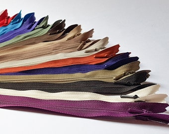 20cm/8inch Premium Quality YKK Concealed Invisible Closed End Zip - 31 Colours in stock! - Free Delivery Options!