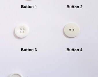 Vintage - White - Buttons - Nylon Plastic -  16mm - Variety of styles - Packets of 10 - Free Delivery