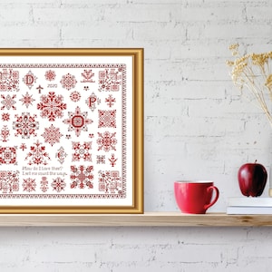 How Do I Love Thee? -  Cross Stitch Spot Sampler - Instant Download