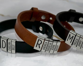 Leather Bracelet for Dad, Fathers Day Gift, Men Bracelet, Personalized Mens Gift, Custom Leather Mens Bracelet, Gift For Hubby, Dad Bracelet