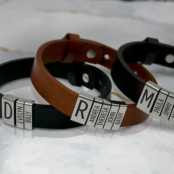 Leather Bracelet for Dad, Fathers Day Gift, Men Bracelet, Personalized Mens Gift, Custom Leather Mens Bracelet, Gift For Hubby, Dad Bracelet