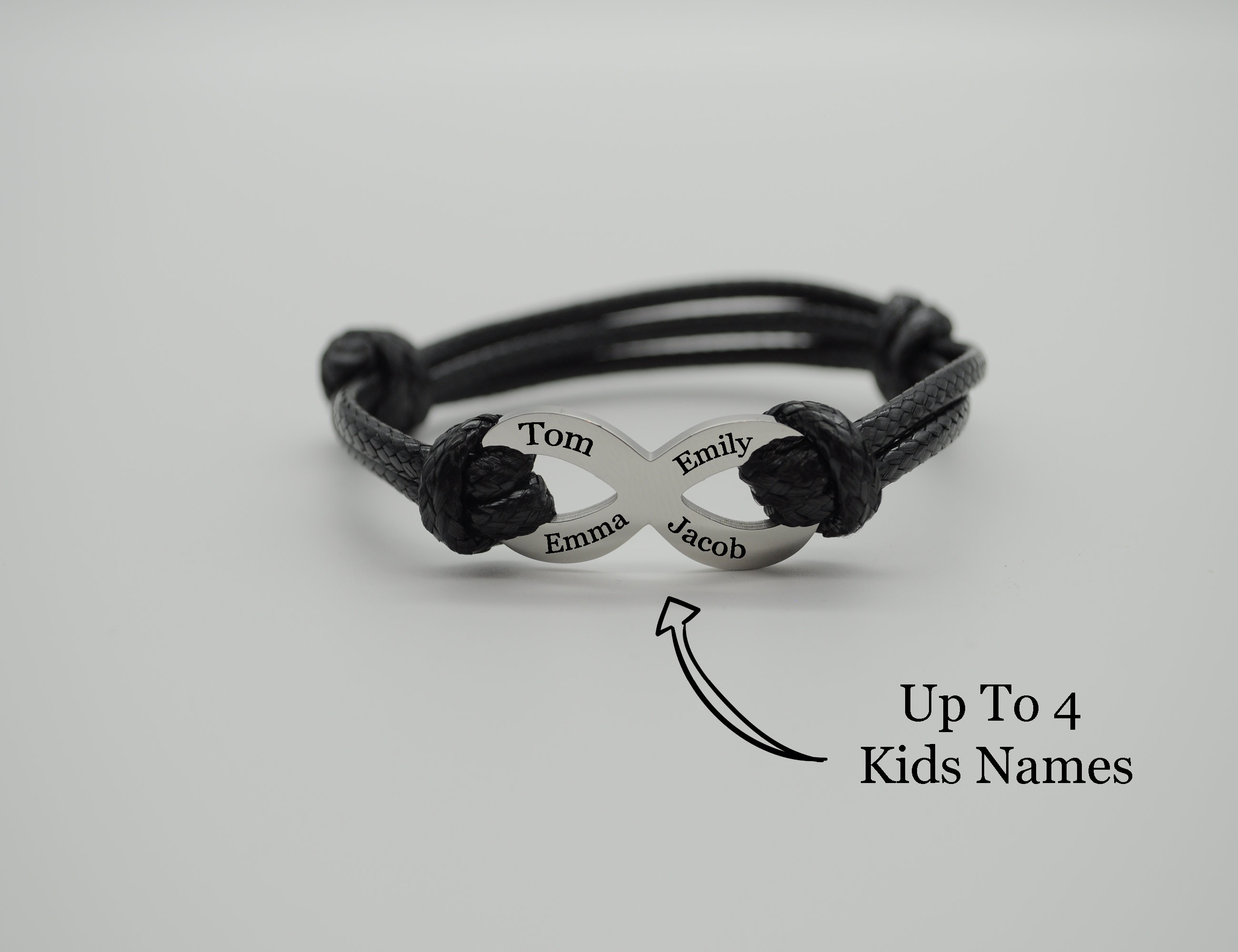 Personalised Black Woven Leather Bracelet - JetPrint