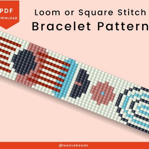 Mid Century Modern Pattern, Seed bead loom pattern, geometric beaded bracelet, beading patterns, bead bracelet