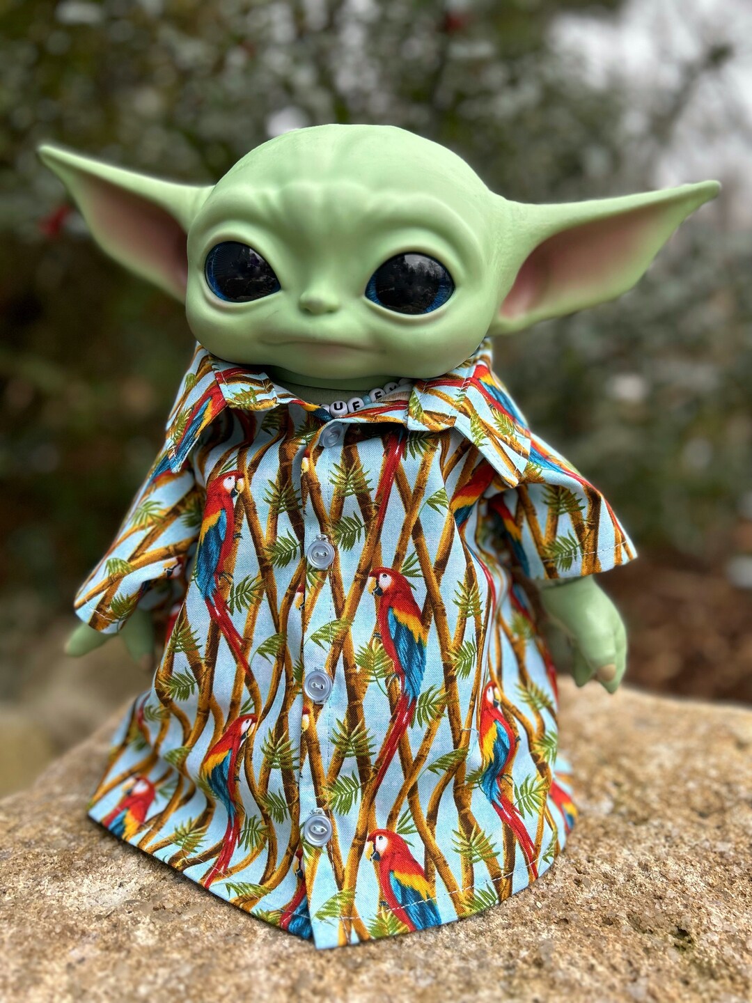 Baby Yoda Robe Parrots on Bamboo Collared Shirt Etsy