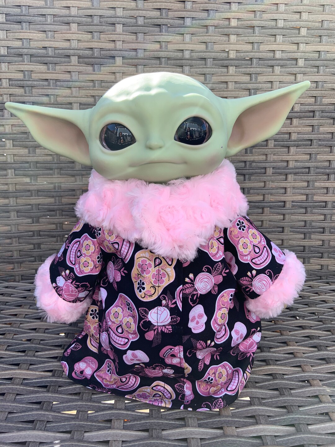 Baby Yoda Black and Pink Sugar Skulls Robe Etsy