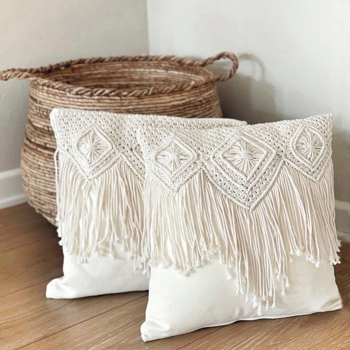 Macrame Throw Pillow Cover Pattern F Etsy