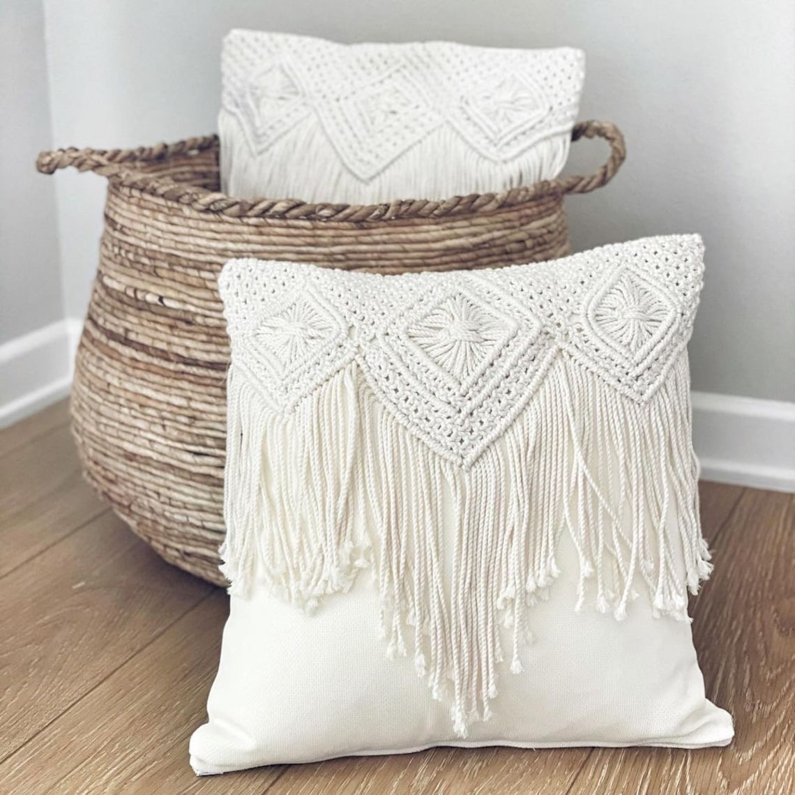 Macrame Throw Pillow Cover Pattern F Etsy