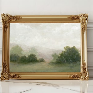 Landscape oil painting, meadow art print, by Tessa Brown.