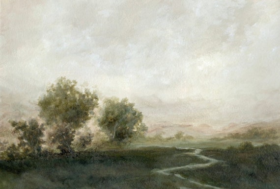 Landscape art print, Landscape print, serene art prints, nature art, Giclee print, oversized art prints, vintage prints, moody art, Texas