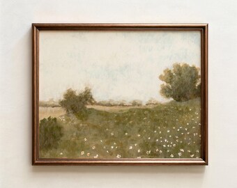 Daisy Field Landscape Giclee Print, Texas Hill Country Wall Art
