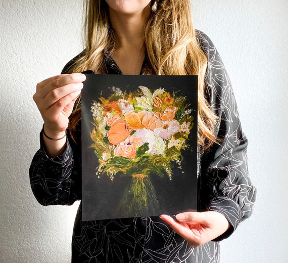 Moody Floral Art Print, Flower Painting, Wall Art, Home Decor, Vintage Inspired Art, Flower Bouquet Art, Bohemian Art, Farmhouse Art Prints