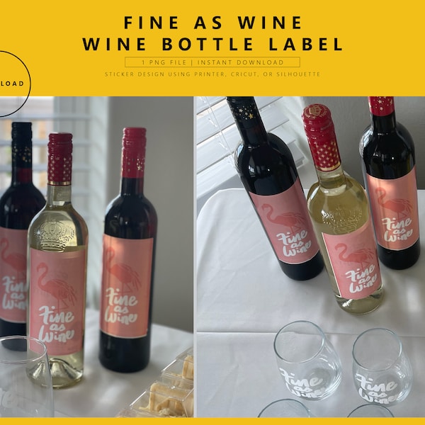 Flamingo Wine Label - Etsy
