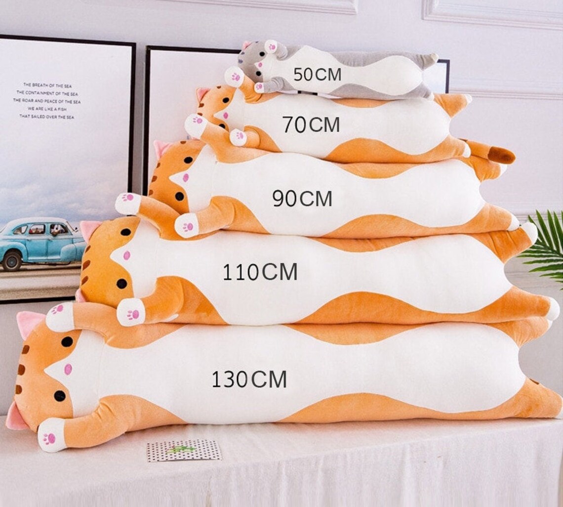Long Cat Pillow Plush Stuffed Animal Etsy