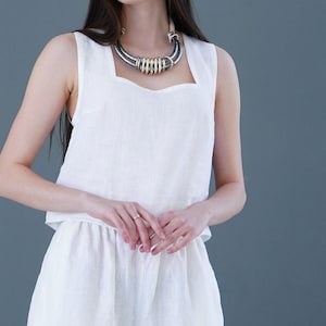 Boxy Linen Top | Tank Top | Loose Casual Top | Linen Blouse | Linen Crop Top | Linen Cropped Top | Bohemian Linen Top