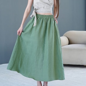 Linen Maxi Skirt for Women | High Waist A Line Skirt With Pockets | Maxi Linen Skirt |  Flowy Summer Skirt | Wide Linen Skirt