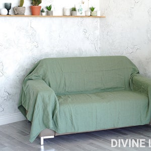 Linen Sofa Slipcover | Linen Couch Cover | Linen Drop Cloth Couch Cover | Linen Sofa Bed Cover | Linen Couch Throw | Large Linen Coverlet