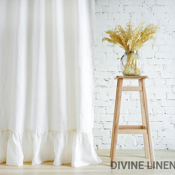 Linen Ruffle Curtains Etsy
