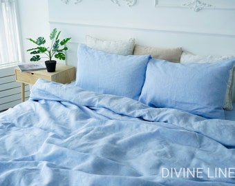 Light Blue Linen Duvet Cover | Sky Blue Duvet Cover King Queen Double Full Twin | Organic Bedding | Boho Linen Bedding | Farmhouse Bedding