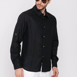 Linen Shirt, Classic Linen Shirt, Mens Shirt, Linen Long  Sleeve Shirt, Linen shirt for men, Men&#39;s Linen Shirt, Mens Wedding Shirt
