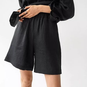 Linen Shorts | High Waisted Linen Shorts | Casual Linen Summer Shorts | Women Beach Shorts | Linen Lounge Shorts | Mini Linen Shorts