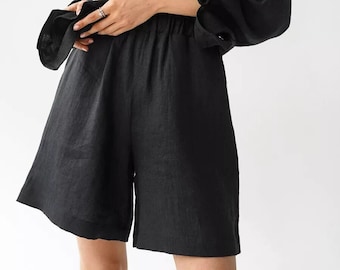 Linen Shorts | High Waisted Linen Shorts | Casual Linen Summer Shorts | Women Beach Shorts | Linen Lounge Shorts | Mini Linen Shorts