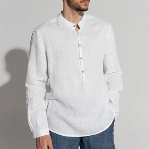 Linen Shirt, Classic Linen Shirt, Mens Shirt, Linen Long  Sleeve Shirt, Linen shirt for men, Men&#39;s Linen Shirt, Mens Wedding Shirt