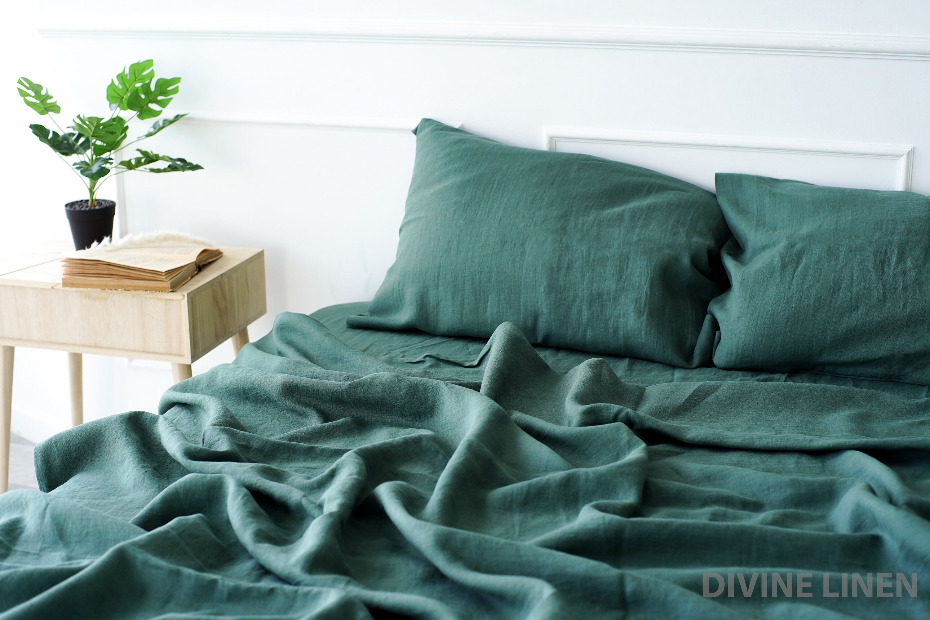 Hunter Green Linen Duvet Cover Duvet Cover King Queen Double Etsy