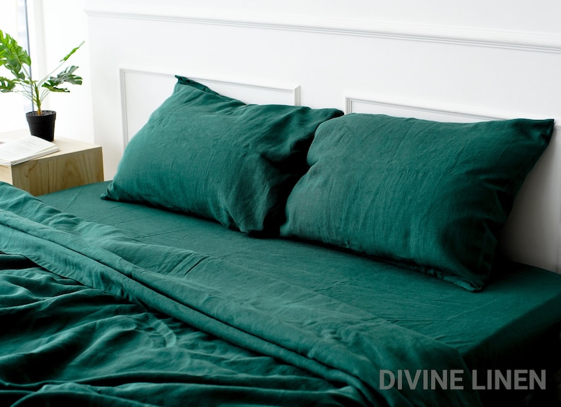 Emerald Green Linen Duvet Cover Duvet Cover King Queen Etsy