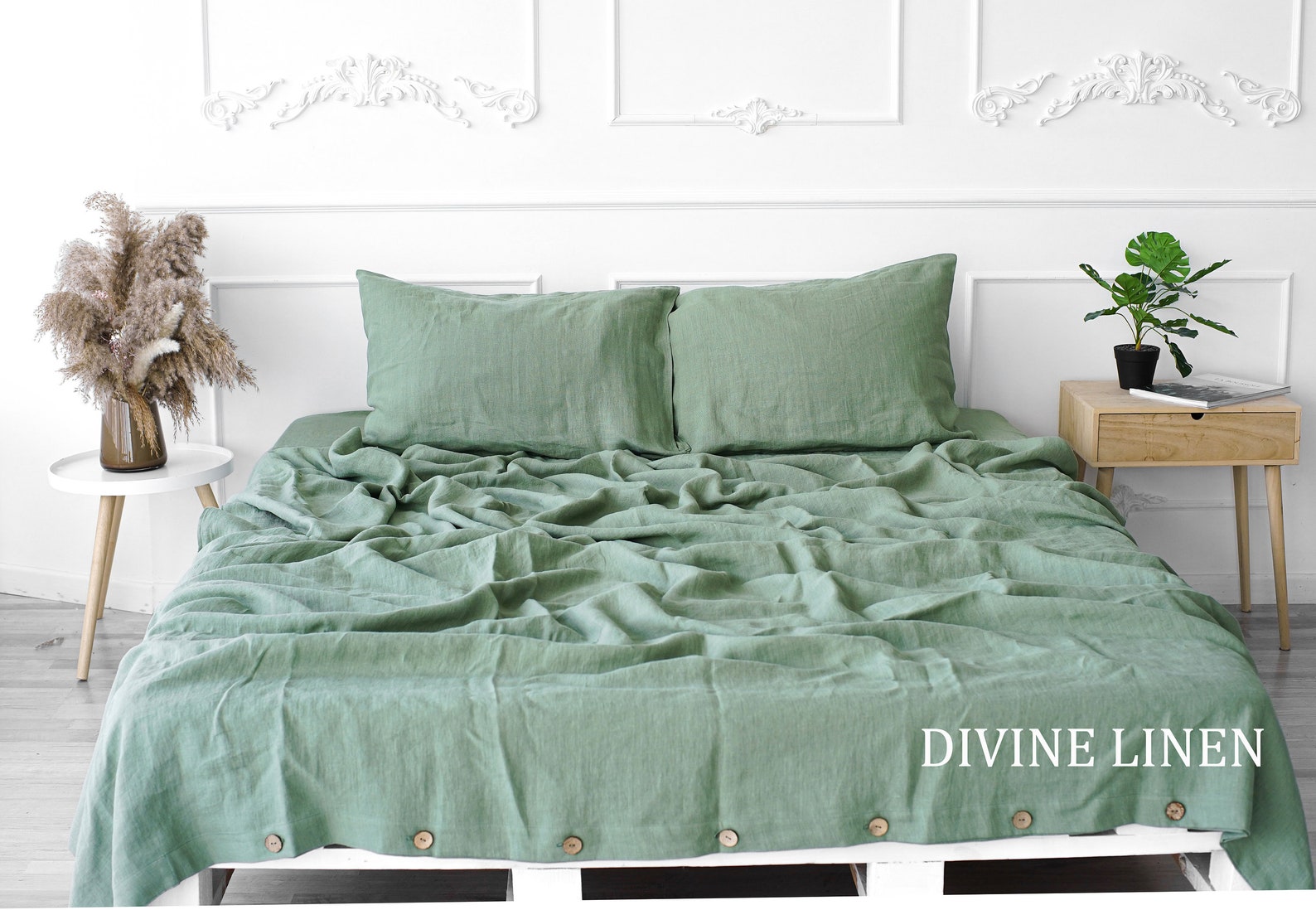 Sage Green Linen Duvet Cover Set 1 Duvet Cover 2 Etsy