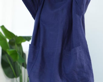 Oversized Linen Tunic Top | Linen Tunic With Pockets | Plus Size Linen Blouse | Tunic Dress for