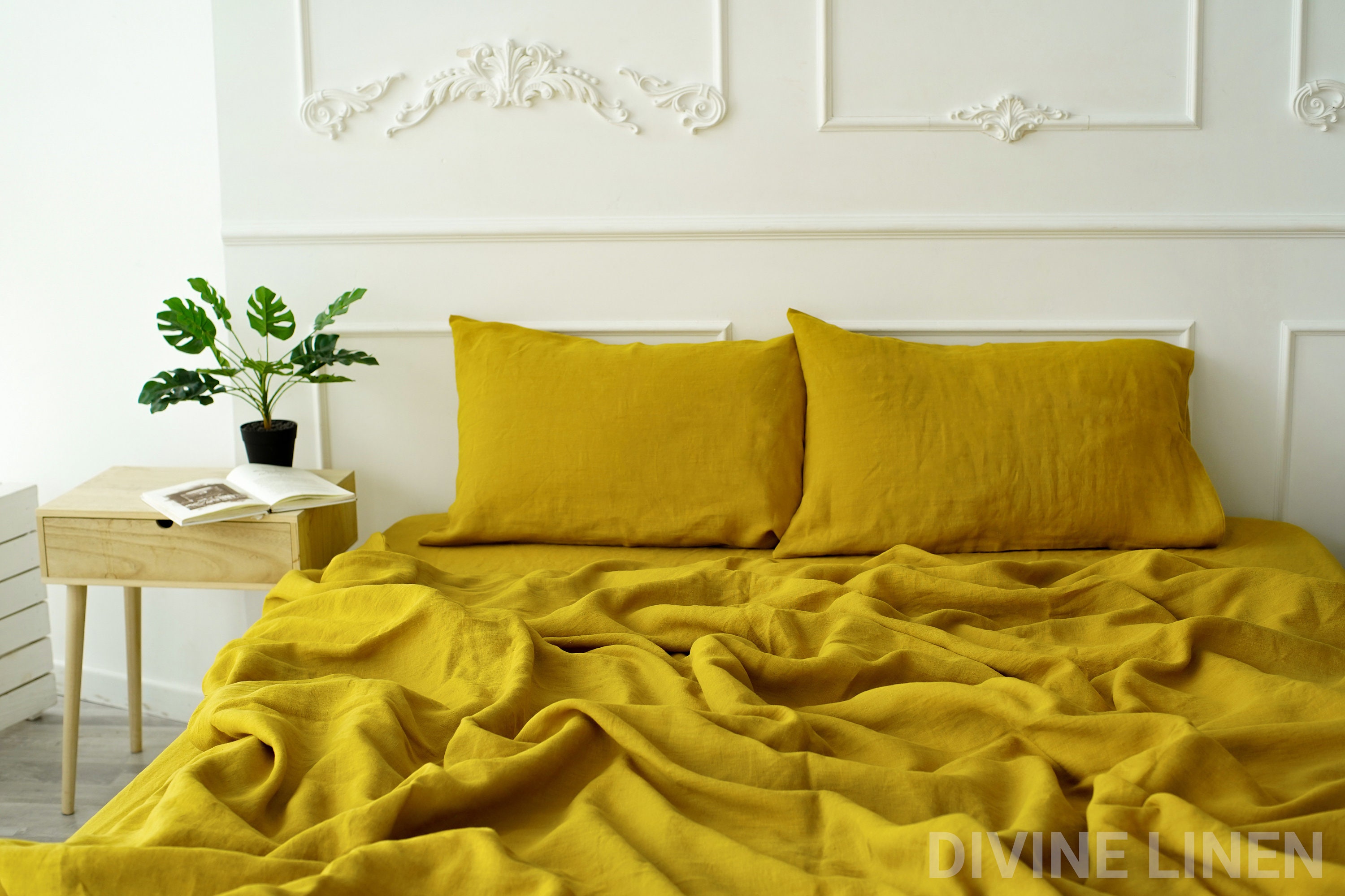 Turmeric Mustard Linen Duvet Cover Duvet Cover King Queen Etsy