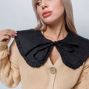 Linen Collar, Removable Collar, Frill collar, Detachable Frill collar, Layering Collar, Half Shirt Collar image 4