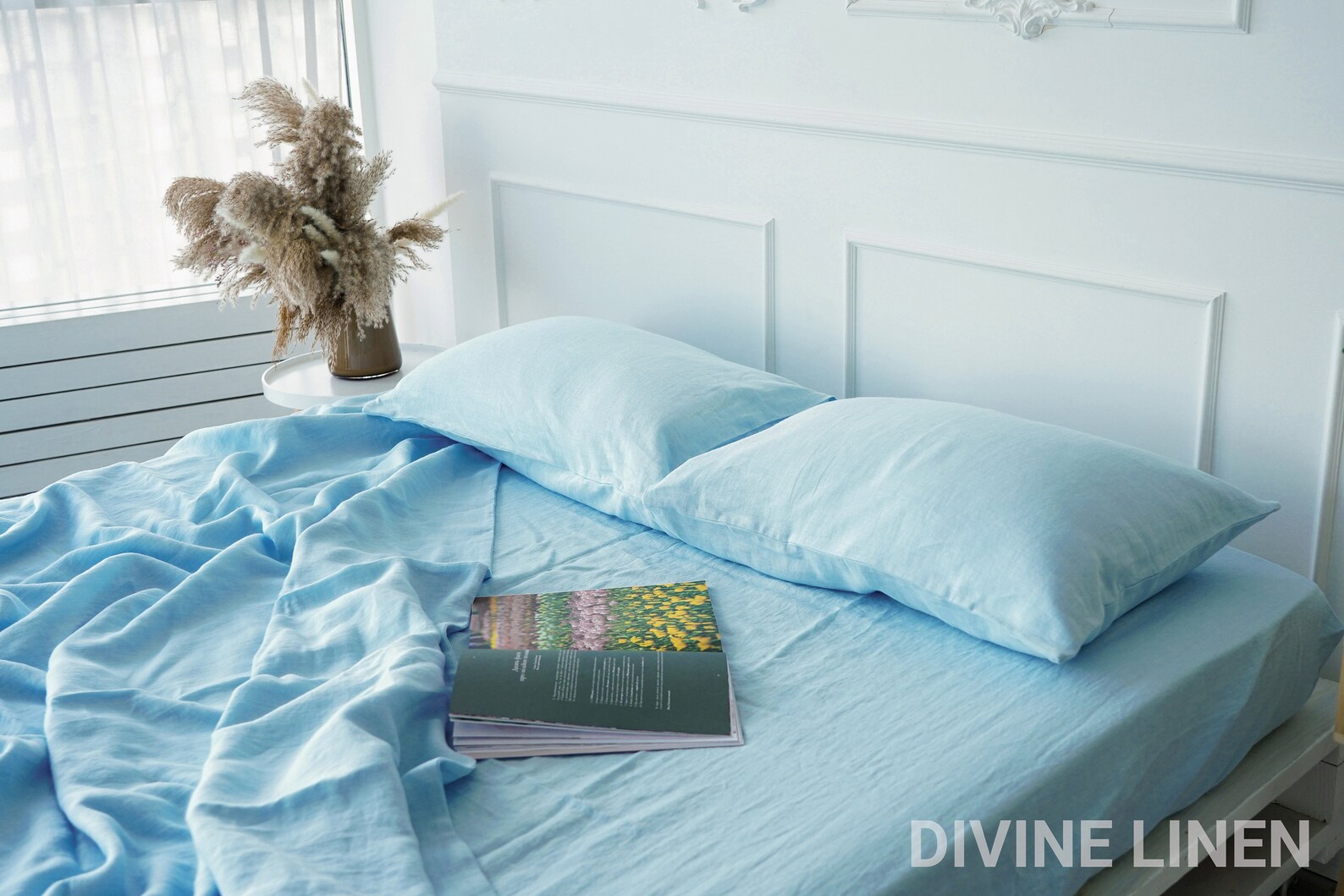 Light Blue Linen Duvet Cover Sky Blue Duvet Cover King Queen Etsy