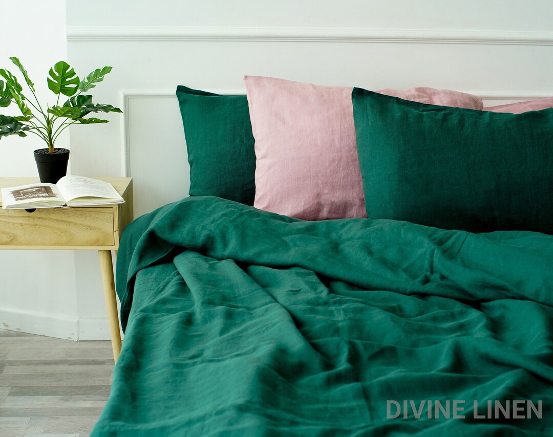 Emerald Green Linen Sheet Set Linen Flat Sheet Linen Etsy.de