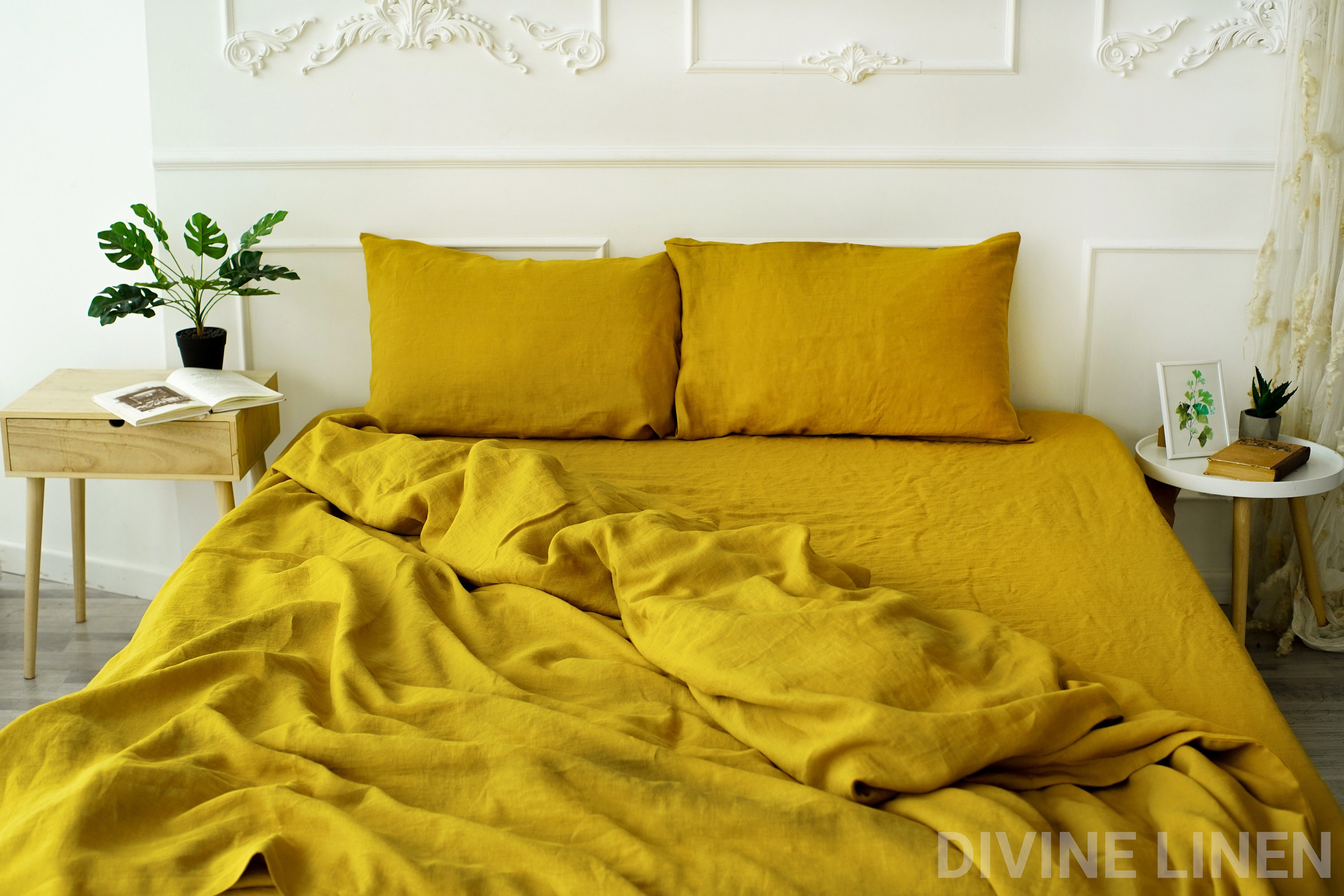 Turmeric Mustard Linen Duvet Cover Duvet Cover King Queen Etsy