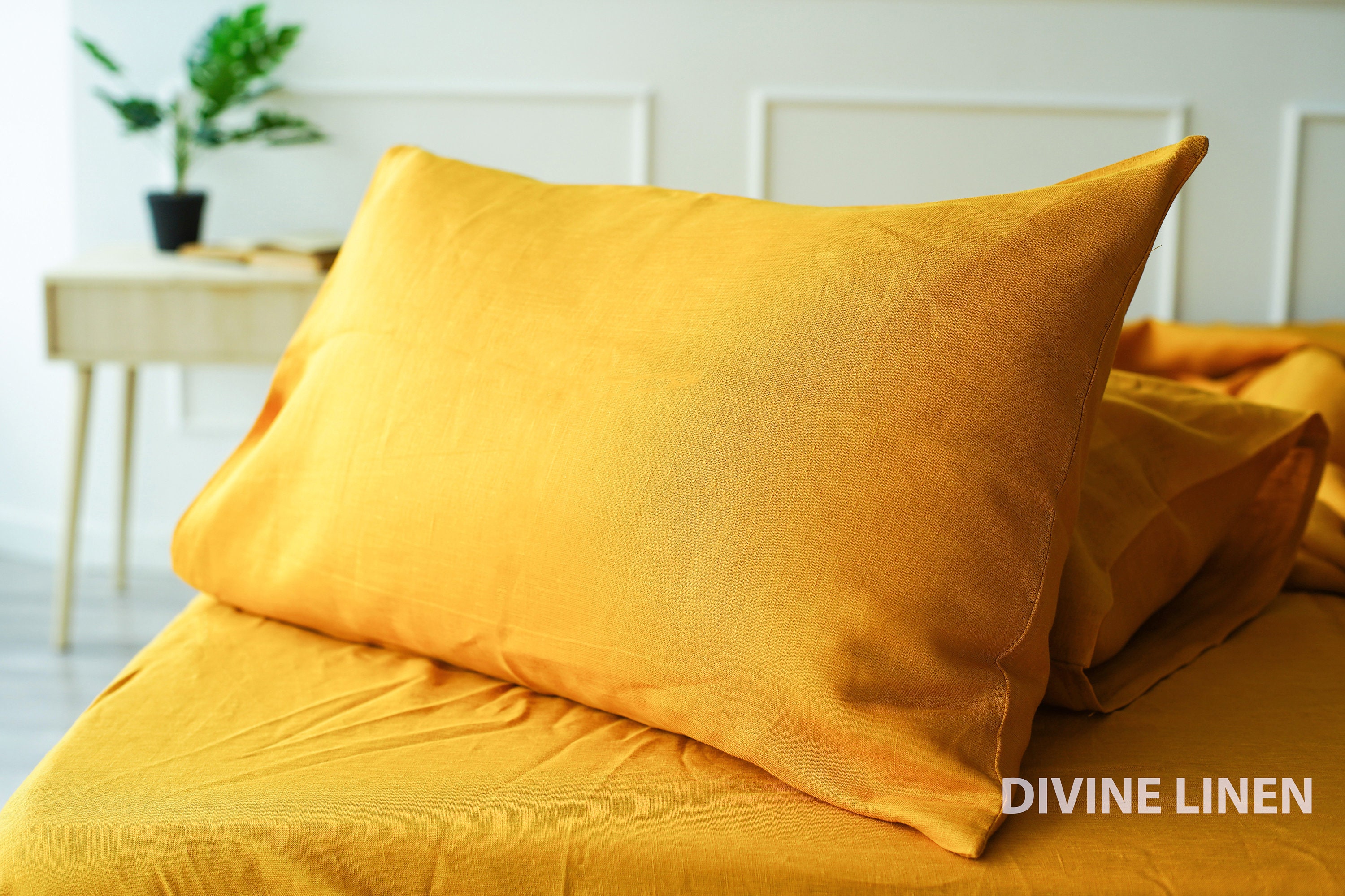 Mustard Yellow Linen Duvet Cover Set 1 Duvet Cover 2 Etsy