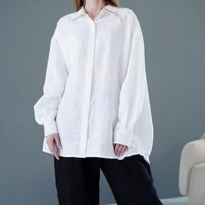 Linen Button Up Shirt | Linen Shirt Dress| Classic Linen Shirt | Linen Blouse | Linen Long Sleeve Shirt