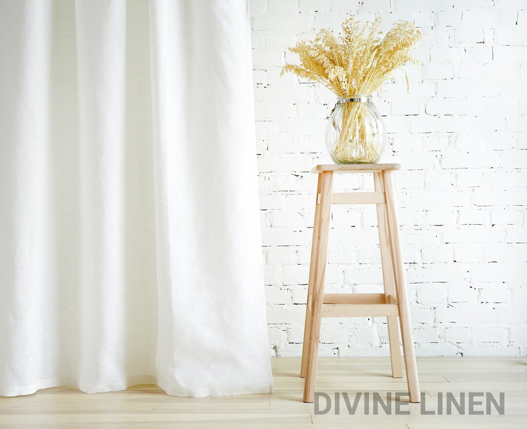 Linen Curtains Tie Top Window Curtain Panels Rod Pocket Etsy