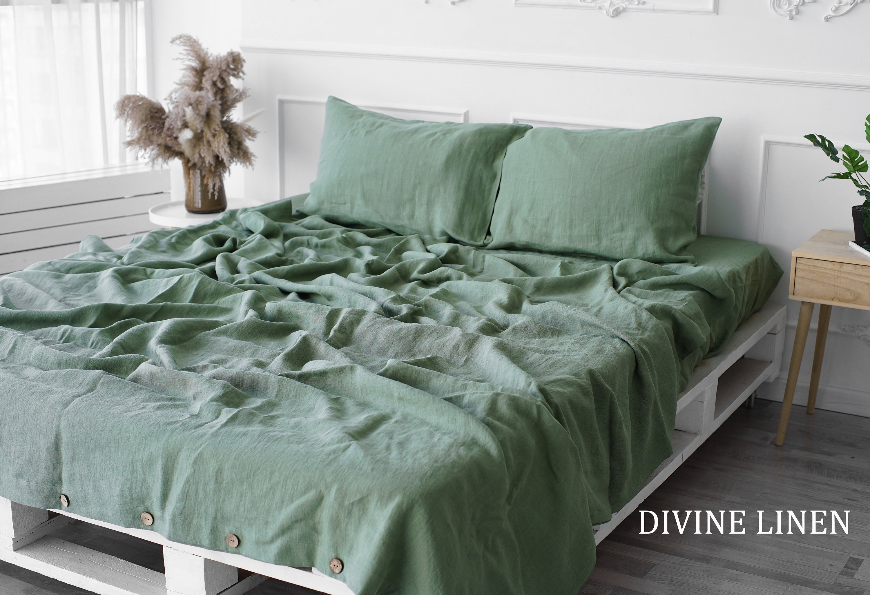 Sage Green Linen Duvet Cover Set 1 Duvet Cover 2 Etsy
