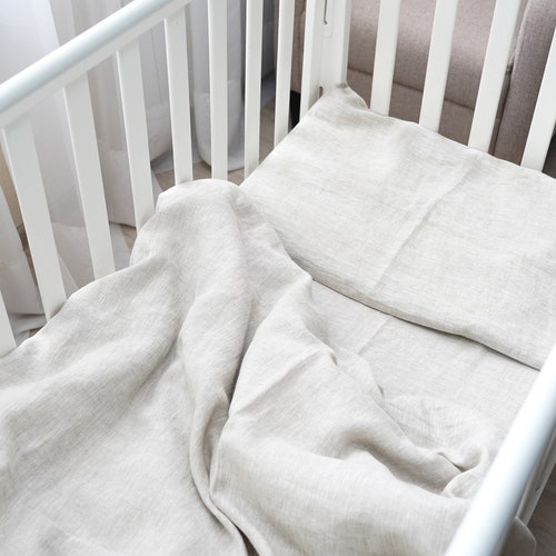 Linen Bedding Set Natural Fabric Linen Baby Crib Bedding Kid Etsy