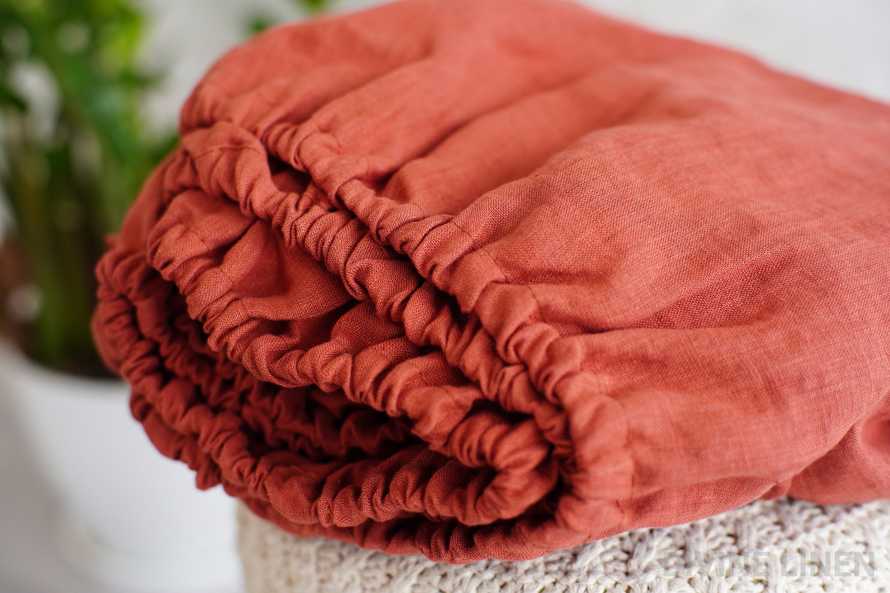 Linen Fitted Sheet Terracotta Rust Linen Fitted Sheets Etsy