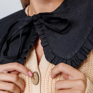Linen Collar, Removable Collar, Frill collar, Detachable Frill collar, Layering Collar, Half Shirt Collar image 7