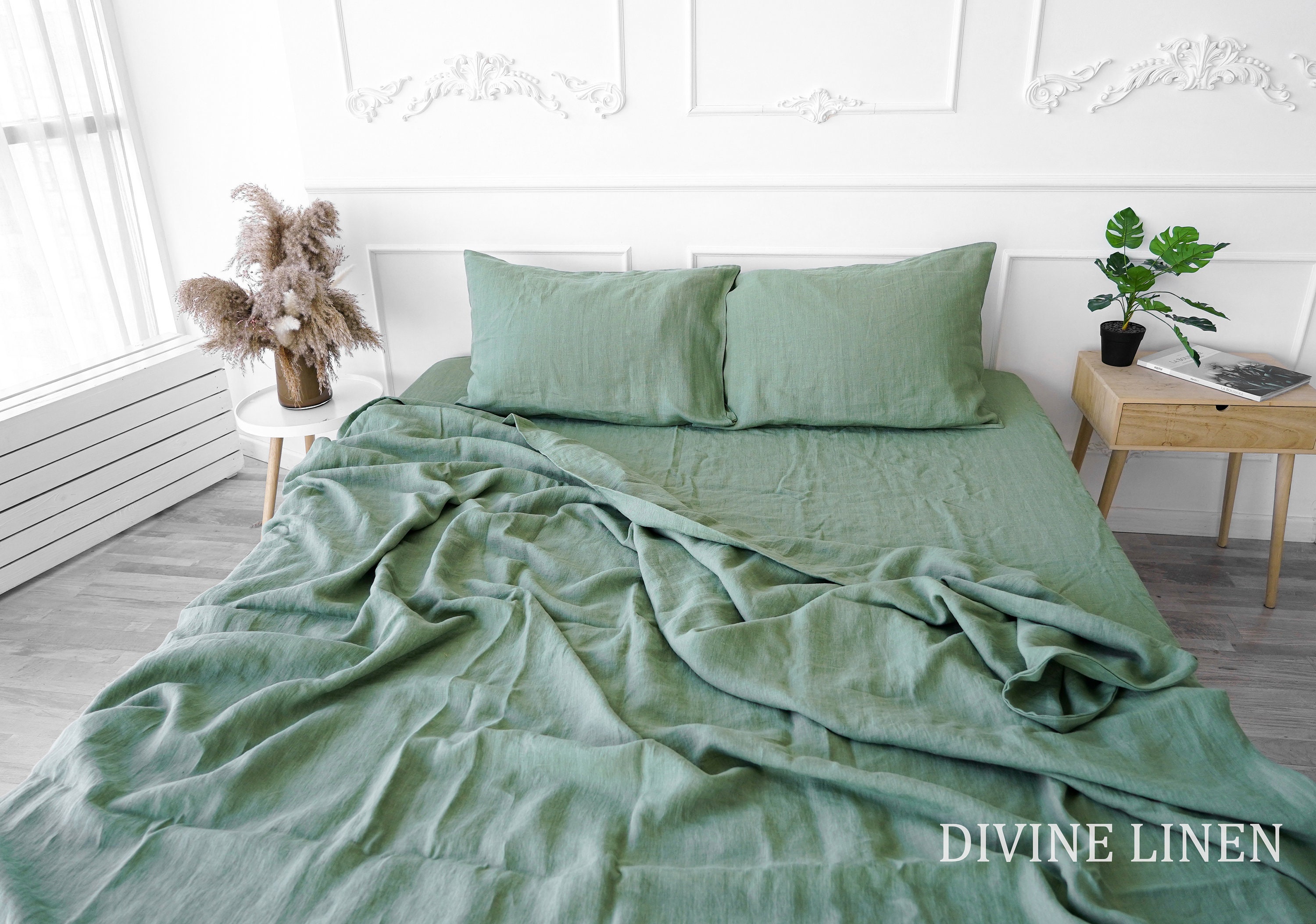 Sage Green Linen Duvet Cover Set 1 Duvet Cover 2 Etsy