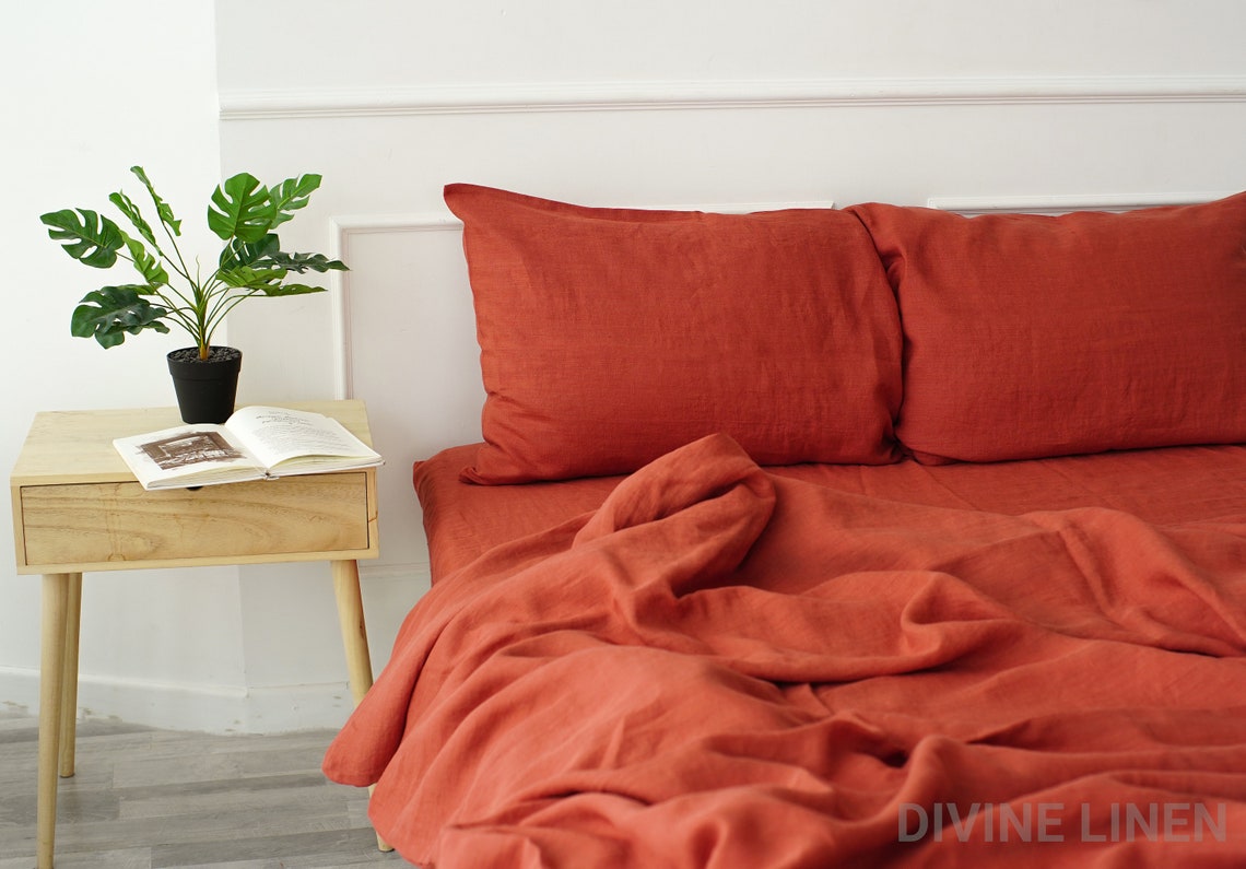 Rust Terracotta Linen Duvet Cover Burnt Orange Duvet Cover Etsy