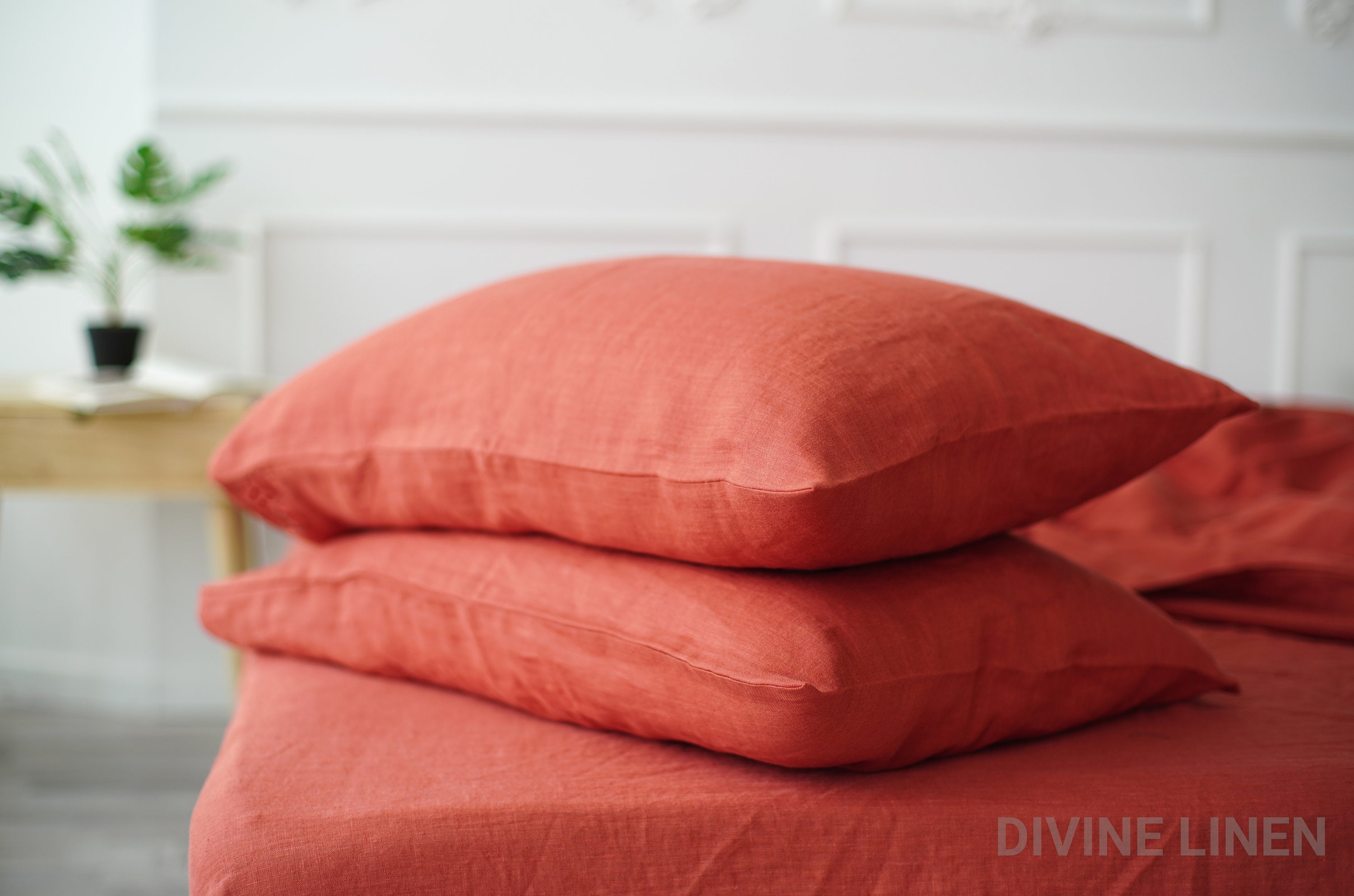 Linen Pillow cover Terracotta Linen Pillowcase Rust Linen Etsy